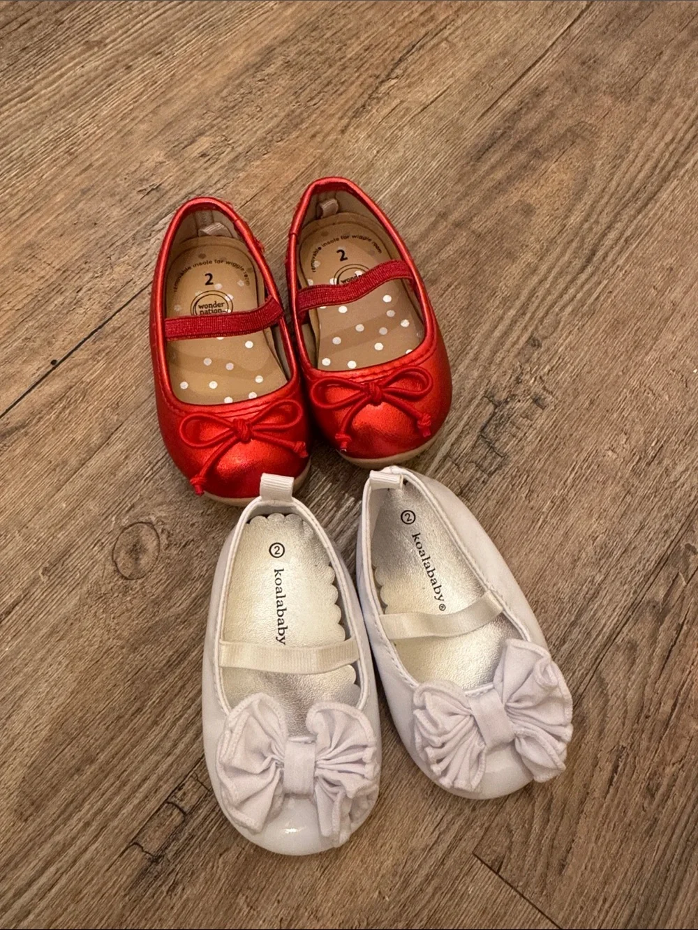Koala Kids Red and White Girls Dress Ballet Flats with Bows